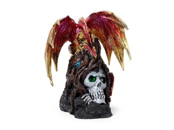 Dark Legends Rubindrache LED Dekoration Hüter der Todespforte Harz Figur Rot 24cm