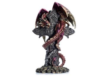 Dark Legends Drachenfigur Wächterdrache Keltenkreuz Harz Deko 24 cm