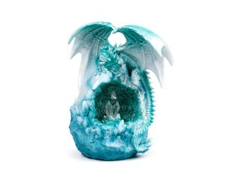 Dark Legends Drachen Figur Eisdrache mit LED Kristallhöhle Deko Harz 20cm