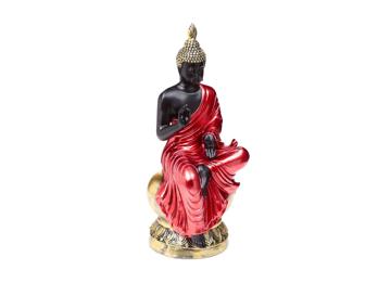 Thai-Buddha Figur Erleuchtung Schwarz Rot Gold Harz 30,5 cm