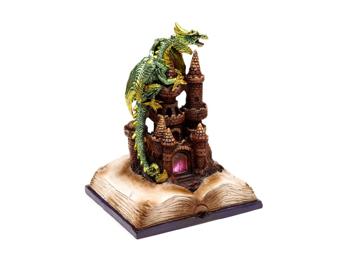 Dark Legends Erddrache LED Dekoration magische Burg Farbwechsel Harz Kunststoff 20cm