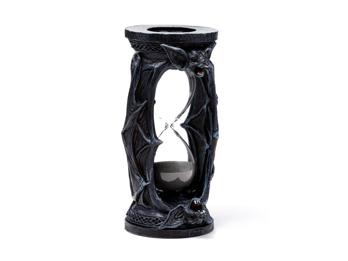 Fledermaus Sanduhr Halloween Deko aus Harz Glas und Sand 19 cm
