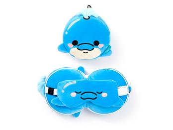 Nackenkissen Nackenhörnchen Reisekissen Augenmaske Plüsch Blu der Delfin