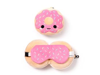 Nackenkissen Nackenhörnchen Reisekissen Augenmaske Plüsch Donut Relaxeazzz