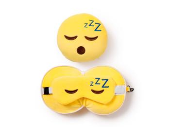 Nackenkissen Nackenhörnchen Reisekissen Augenmaske Plüsch Emoji Relaxeazzz
