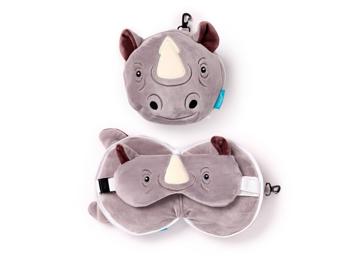 Nackenkissen Nackenhörnchen Reisekissen Augenmaske Plüsch Nashorn Relaxeazzz