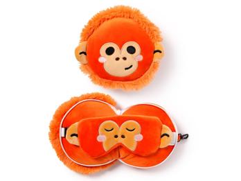 Nackenkissen Nackenhörnchen Reisekissen Augenmaske Plüsch Orang-Utan Relaxeazzz