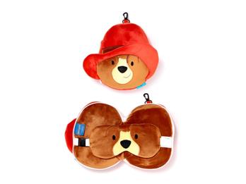 Nackenkissen Nackenhörnchen Reisekissen Augenmaske Plüsch Paddington Bär