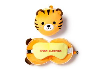 Nackenkissen Nackenhörnchen Reisekissen Augenmaske Plüsch Tiger Relaxeazzz