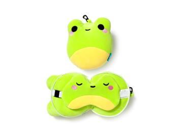 Nackenkissen Nackenhörnchen Reisekissen Augenmaske Plüsch Silas der Frosch