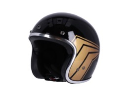 13 and a Half Skull Bucket Black Gold Open Face Helm Jethelm Motorradhelm