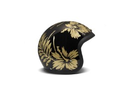 Capacete de rosto aberto com flor vintage capacete a jato Capacete de motocicleta preto