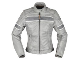 Jaqueta de couro para motociclista Modeka Iona Lady cinza claro