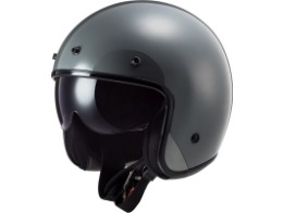Capacete de motocicleta LS2 OF601 Bob Solid Nardo Grey cinza brilhante open face jet capacete