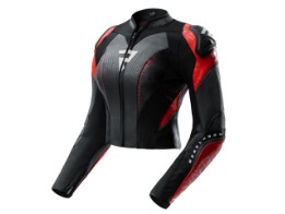 Diva RS Lady sportliche Damen Motorradjacke Lederjacke schwarz rot