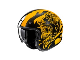 V31 Flame MC3 schwarz gelb Open Face Helm Jethelm Motorradhelm