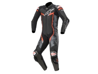 Lederkombi Alpinestars GP Pro V2 Einteiler Tech Air schwarz camo rot fluo