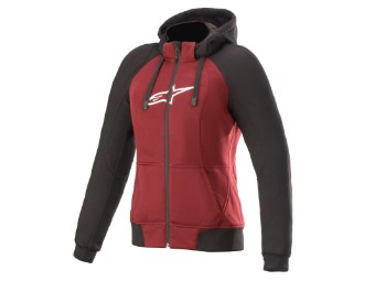 Kapuzenjacke Alpinestars Stella Chrome Sport Aramid Hoodie jasper red black white