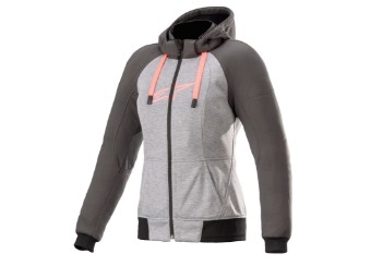 Kapuzenjacke Alpinestars Stella Chrome Sport Aramid Hoodie melange tar gray diva pink