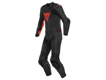 Lederkombi Dainese Laguna Seca 5 Perforiert Einteiler schwarz fluo rot