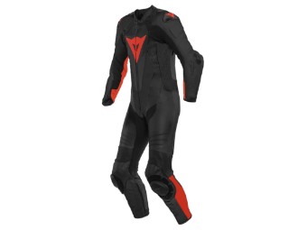 Lederkombi Dainese Laguna Seca 5 Perforiert Einteiler schwarz fluo rot