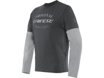 Pullover Dainese Paddock Longsleeve T-Shirt Charcoal-Gray Glacier-Gray