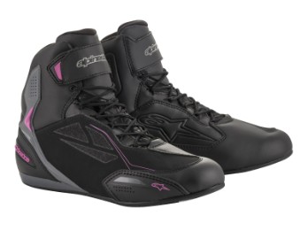 Sapatos Alpinestars Stella Faster 3 Drystar sapatos pretos cinza escuro fúcsia para motociclistas