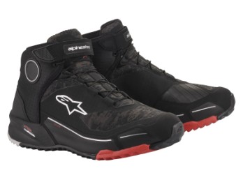 Sapatos Alpinestars CR-X Drystar Shoes preto camuflado vermelho para motocicleta