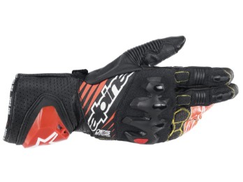 Motorradhandschuhe Alpinestars GP Tech V2 Gloves schwarz weiß rot fluo
