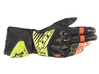 Motorradhandschuhe Alpinestars GP Tech V2 Gloves schwarz gelb fluo weiß rot