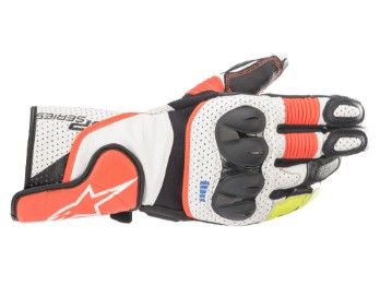 Luvas de motocicleta Alpinestars SP-2 V3 Luvas branco vermelho fluo preto