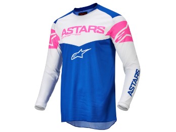 Camiseta Alpinestars Fluid Tripple Jersey 2022 azul off white rosa fluo motocross