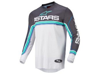 Camisa de motocross Alpinestars Fluid Speed ​​Jersey 2022 azul cinza claro antracite