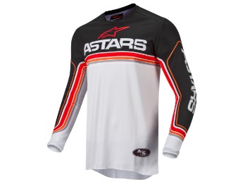 Camisa Alpinestars Fluid Speed ​​Jersey 2022 preto cinza claro com cruz vermelha brilhante