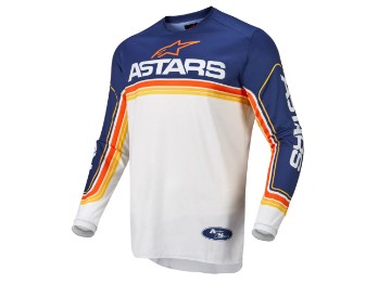 Camisa de motocross Alpinestars Fluid Speed ​​Jersey 2022 azul escuro off white laranja