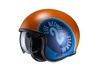 V30 Harvey MC27SF oransje blå matt åpent ansiktshjelm jethjelm motorsykkelhjelm