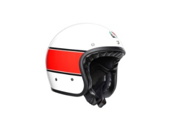 Legends X70 Mino 73 hvit rød åpen ansiktshjelm jethjelm motorsykkelhjelm