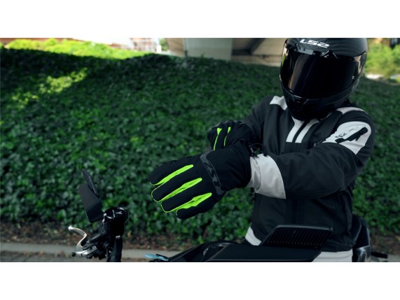 LS2 THERMORAIN GLOVES BLACK H-V YELLOW 10