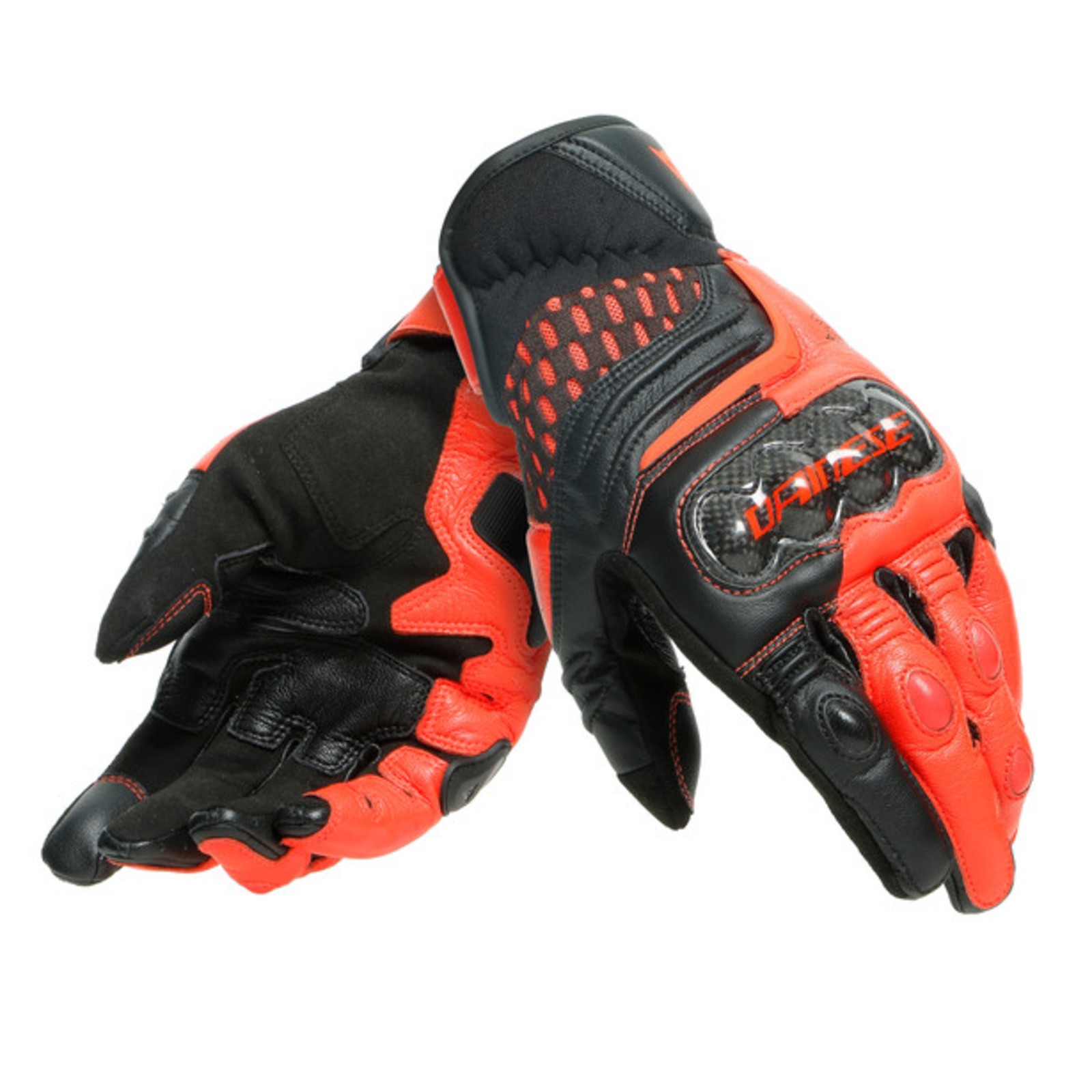 Orange Herren Motorrad Handschuhe Leder Sport Carbon Motorradhandschuhe mit Protektoren 