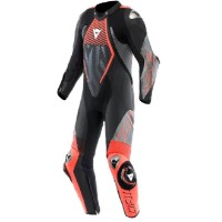Audax D-Zip 1tlg. Perf. Lederkombi (Schwarz/Neonrot/Anthrazit)