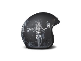 Retro Ghost Rider Motorradhelm (Schwarzmatt/Weiß/Grau)