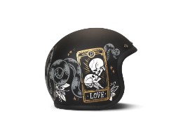 Retro Cards Motorradhelm (Schwarz/Grau/Gold)
