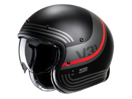 V31 Byron MC1SF Jet Helm mit Visier(Schwarz/Grau/Rot)