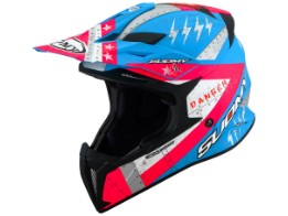 X-Wing Jetfighter E06 Motorradhelm (Pinkmatt/Blau/Weiß)