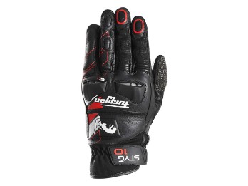 Styg10 Motorradhandschuhe (Schwarz/Weiß/Rot)