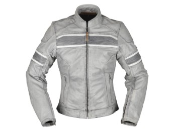 Iona Motorrad Lederjacke Damen (hellgrau)