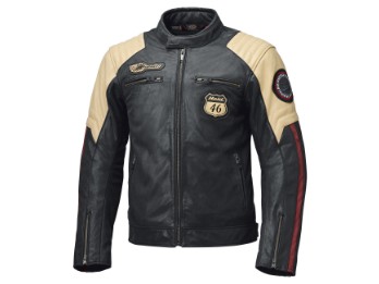 Baker 2 Motorrad Lederjacke (Blau/Beige/Burgund)