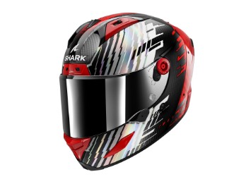 Aeron Edgy Carbon Motorradhelm (Rot/Weiß/Schwarz)