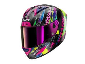 Aeron Fawn Carbon Motorradhelm (Lila/Gelb/Blau/Schwarz)