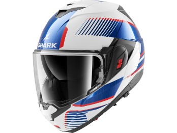 OXO Sikter Motorradhelm (Weiß/Blau/Rot)